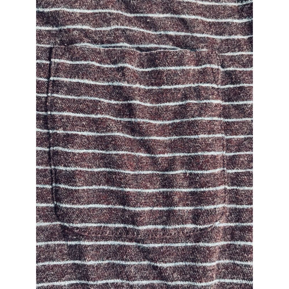 Faherty Brand Men's Large Maroon Blue Striped Cotton Long Sleeve 1/4 Button Polo - Picture 7 of 13